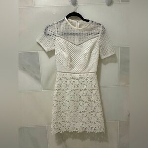 Reiss White Eyelet & Lace Short Sleeve Dress